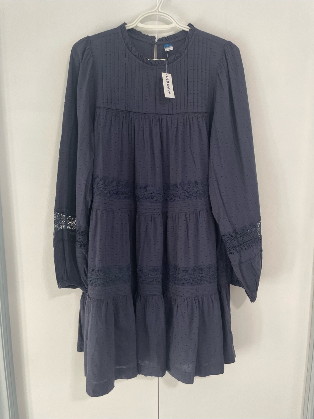 Old Navy Navy Blue Long-Sleeve Tiered Dress